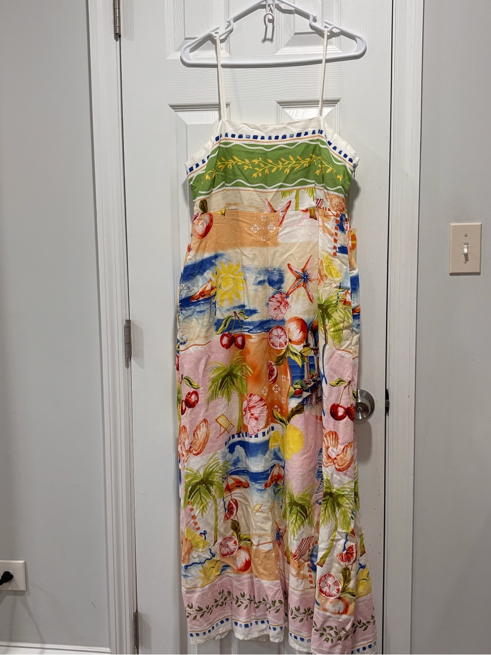 🩵🪻C&C California Multicolor Tropical Print Maxi Dress - Green, Pink, Blue - Picture 4 of 15